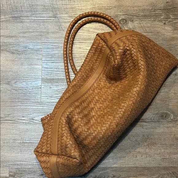 Madewell Woven Leather tote large brown transport bag NEW! - Picture 3 of 11